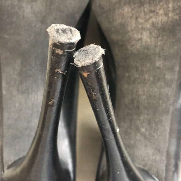 5|48 Black Leather Peep Toe Margot Stilettos 38 - Picture 6 of 8